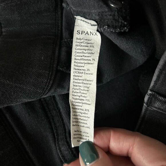 SPANX Straight Leg Jeans Vintage Black Stretch Shaping High Rise Pull On Size XL - Picture 5 of 5